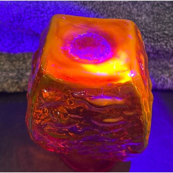 Vintage Pilgrim Glass Plymouth Amberina Square Pitcher Clear Applied Handled - Picture 9 of 10